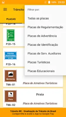 Placas de Trânsito do Brasil android App screenshot 22