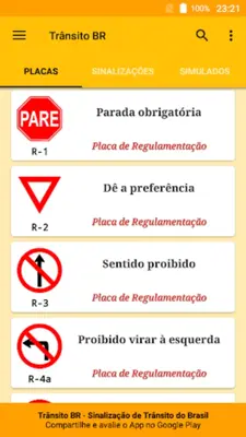 Placas de Trânsito do Brasil android App screenshot 23